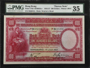(t) HONG KONG. The Hong Kong & Shanghai Banking Corporation. 100 Dollars, 1934-37. P-176d. Duress Note. PMG Choice Very Fine 35.
Printed by BWC. Wate...
