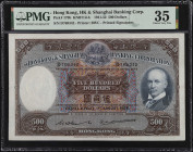 (t) HONG KONG. The Hong Kong & Shanghai Banking Corporation. 500 Dollars, 1941-52. P-179b. PMG Choice Very Fine 35.
Printed by BWC. Printed signature...