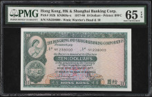 (t) HONG KONG. Lot of (10). The Hong Kong & Shanghai Banking Corporation. 10 Dollars, 1977-81. P-182h & 182i. Semi Fancy Serial Numbers. PMG Choice Un...