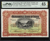 (t) HONG KONG. The Mercantile Bank of India Limited. 10 Dollars, 1941. P-236e. PMG Choice Extremely Fine 45.
Printed by W&S. Two serial numbers on ba...