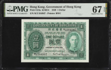 HONG KONG. Government of Hong Kong. 1 Dollar, 1949. P-324a. PMG Superb Gem Uncirculated 67 EPQ.
Printed by BWC. A Superb Gem offering of this popular...