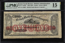 BRITISH NORTH BORNEO. The British North Borneo Company. 1 Dollar, 1884-1920. P-3. PMG Choice Fine 15.
Printed by BE&B. Dated August 14, 19xx. Red und...