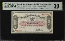 BRITISH NORTH BORNEO. British North Borneo Company. 1 Dollar, 1940. P-29. PMG Very Fine 30.
Printed by BE&B. PMG comments "Stains."
Estimate: $500.0...