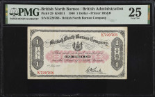 BRITISH NORTH BORNEO. The British North Borneo Company. 1 Dollar, 1940. P-29. PMG Very Fine 25.
Printed by BE&B. Red underprint at center. Black prim...