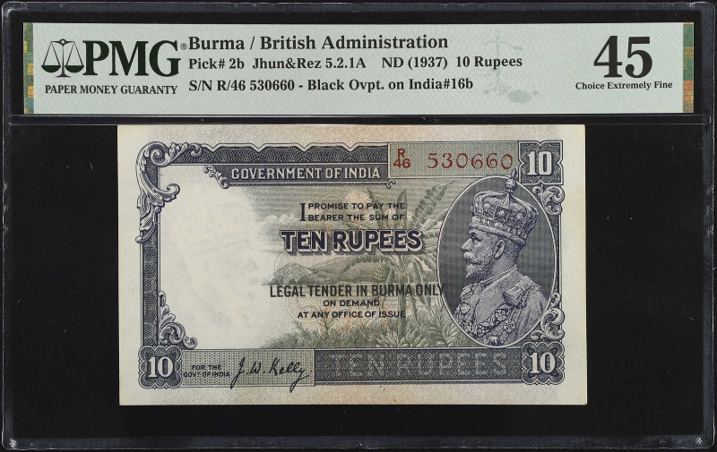BURMA. Government of India. 10 Rupees, ND (1937). P-2b. PMG Choice Extremely Fin...
