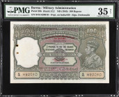 BURMA. Military Administration of Burma. 100 Rupees, ND (1945). P-29b. PMG Choice Very Fine 35 Net. Rust, Staple Holes.
Overprint on India P-20. Sign...