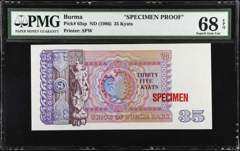 BURMA. Union of Burma Bank. 35 Kyats, ND (1986). P-63sp. Specimen Proof. PMG Sup...
