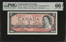 CANADA. Lot of (5). Bank of Canada. 2 Dollars, 1954. BC-38c. Consecutive. PMG Gem Uncirculated 66 EPQ.
An impressive grouping of five consecutive 2 D...