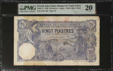 FRENCH INDO-CHINA. Banque de L'Indo-Chine. 20 Piastres, 1920. P-41. PMG Very Fine 20.
Saigon. Watermark of man's head. Signature #6. With rare stamps...