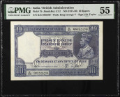 INDIA. Government of India. 10 Rupees, ND (1917-30). P-7b. PMG About Uncirculated 55.
Watermark of King George V at left with portrait at right. Sign...