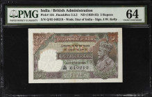 INDIA. Government of India. 5 Rupees, ND (1928-35). P-15b. PMG Choice Uncirculated 64.
Watermark of Star of India. Signature of J.W. Kelly. PMG comme...