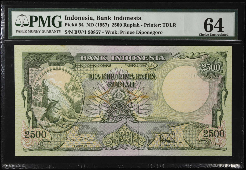INDONESIA. Bank Indonesia. 2500 Rupiah, ND (1957). P-54. PMG Choice Uncirculated...