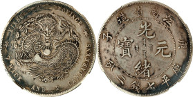 CHINA. Kiangnan. 7 Mace 2 Candareens (Dollar), CD (1900). Nanking Mint. Kuang-hsu (Guangxu). NGC EF-40.
L&M-229; K-81; KM-Y-145A.4; WS-0818. Variety ...