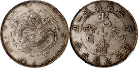 CHINA. Kiangnan. 7 Mace 2 Candareens (Dollar), CD (1901)-HAH. Nanking Mint. Kuang-hsu (Guangxu). NGC AU-50.
L&M-244; K-90; KM-Y-145A.6; WS-0827. Slat...
