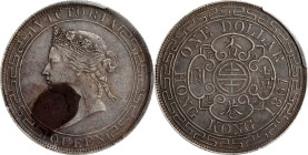 (t) HONG KONG. Dollar, 1867. Hong Kong Mint. Victoria. PCGS Genuine--Environmental Damage, EF Details.
KM-10; Mars-C41; Prid-2. The noted environment...