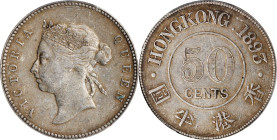 (t) HONG KONG. 50 Cents, 1893. London Mint. Victoria. PCGS EF-40.
KM-9.1; Mars-C34; Prid-11B. Variety with large circle on reverse. Evenly handled an...