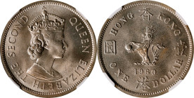 HONG KONG. Dollar, 1960-H. Birmingham (Heaton) Mint. Elizabeth II. NGC MS-67.
KM-31.1; Mars-C42. Security Edge. The sole finest certified example by ...