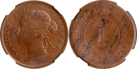 STRAITS SETTLEMENTS. Cent, 1888. Victoria. NGC MS-61 Brown.
KM-16; Prid-177. A pleasing Mint State example, this minor displays a deep chocolate brow...
