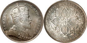 STRAITS SETTLEMENTS. Dollar, 1903-B. Bombay Mint. Edward VII. PCGS MS-63.
KM-25; Prid-1. Variety with incuse B. Mostly blast white and argent, this c...
