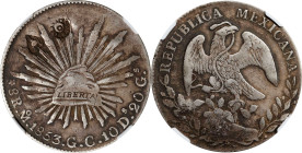 THAILAND. Trade Dollar, ND (1858-60). Rama IV. NGC VF-30; Countermark: VF Standard.
KM-C-141.8; LeMay-pg. 95, pl. XXII, 5, Krisadaolarn/Mihailovs-pg....