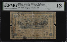 (t) CHINA--EMPIRE. Imperial Chinese Railways. 1 Dollar, 1895-1900. P-A56a. PMG Fine 12.
PMG comments "Pieces Missing, Annotations".
Estimate: $250.0...