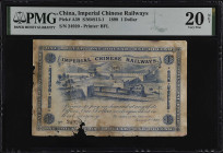 (t) CHINA--EMPIRE. Imperial Chinese Railways. 1 Dollar, 1899. P-A59. PMG Very Fine 20 Net. Paper Damage, Stained.
PMG comments "Paper Damage, Stained...