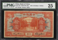 (t) CHINA--REPUBLIC. Bank of China. 10 Dollars, 1918. P-53f. PMG Very Fine 25.
PMG comments "Ink Stamp."
Estimate: $50.00- $100.00

民國七年中國銀行拾圓。
P...