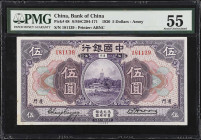 (t) CHINA--REPUBLIC. Bank of China. 5 Dollars, 1930. P-68. PMG About Uncirculated 55.
Estimate: $50.00- $100.00

民國十九年中國銀行伍圓。...