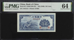 (t) CHINA--REPUBLIC. Lot of (2). Bank of China. 10 & 20 Cents, ND (1940). P-82 & 83. PMG Choice About Uncirculated 58 & Choice Uncirculated 64.
Estim...