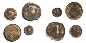 HISPANIA ANTIGUA. Lote de 4 monedas Colonia Patricia (2), Cerit, Florentia-Ilberir. Cuadrante, semis y as (2). BC/MBC.