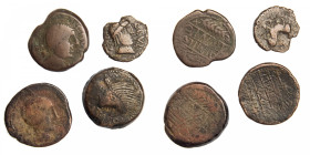 HISPANIA ANTIGUA. OBULCO. Lote de 4 monedas (3 ases y 1 semis) diferentes. BC/BC+.