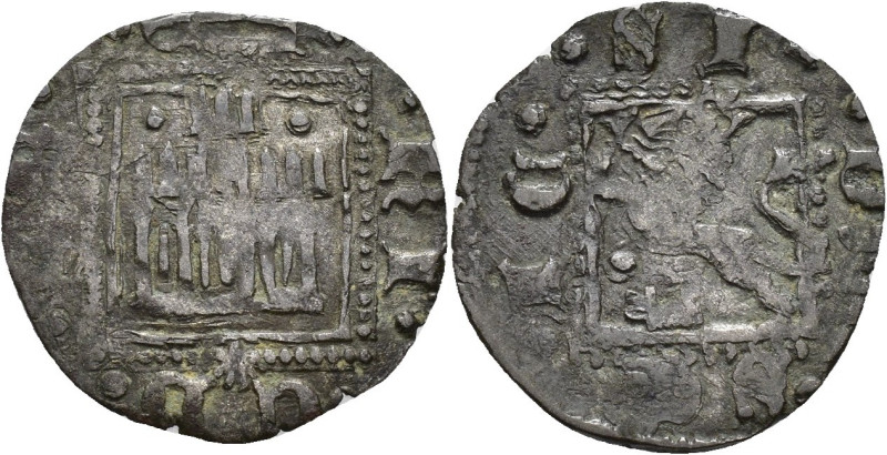 REINOS DE CASTILLA Y LEÓN. ALFONSO XI. Novén. Coruña. VE 0,84 g. 17,9 mm. III-35...