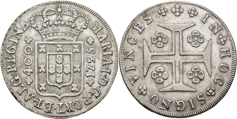 MONEDAS EXTRANJERAS. PORTUGAL. María I. 400 reis. 1795. KM-288. MBC.