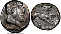 BRITAIN. Regini-Atrebates. Eppillus (20 BC-AD 1). AR unit (11mm, 2h). NGC XF. Bare headed, bearded male head right / EPP, lion standing right, tail cu...