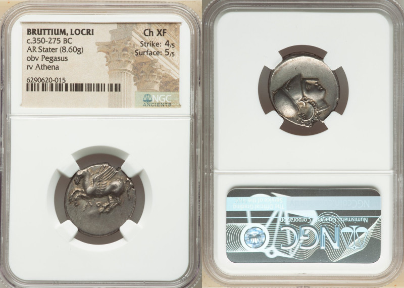 BRUTTIUM. Locri Epizephyrii. Ca. 350-275 BC. AR stater (22mm, 8.60 gm, 5h). NGC ...