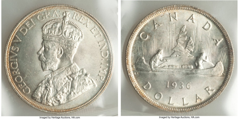 George V Dollar 1936 MS65 ICCS, Royal Canadian mint, KM31. An appealing Gem Mint...