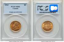 George V gold 5 Dollars 1913 MS62 PCGS, Ottawa mint, KM26. 

HID09801242017

© 2022 Heritage Auctions | All Rights Reserved