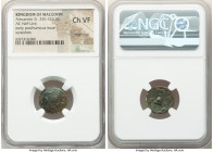 MACEDONIAN KINGDOM. Alexander III the Great (336-323 BC). AE half-unit (16mm, 1h). NGC Choice VF, edge chips, scratches. Posthumous issue of uncertain...