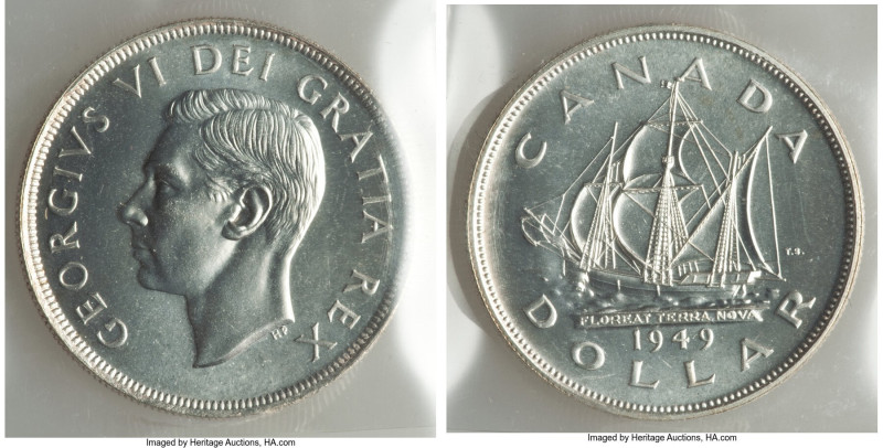 George VI Dollar 1949 MS67 ICCS, Royal Canadian mint, KM47. An impeccable Gem Mi...