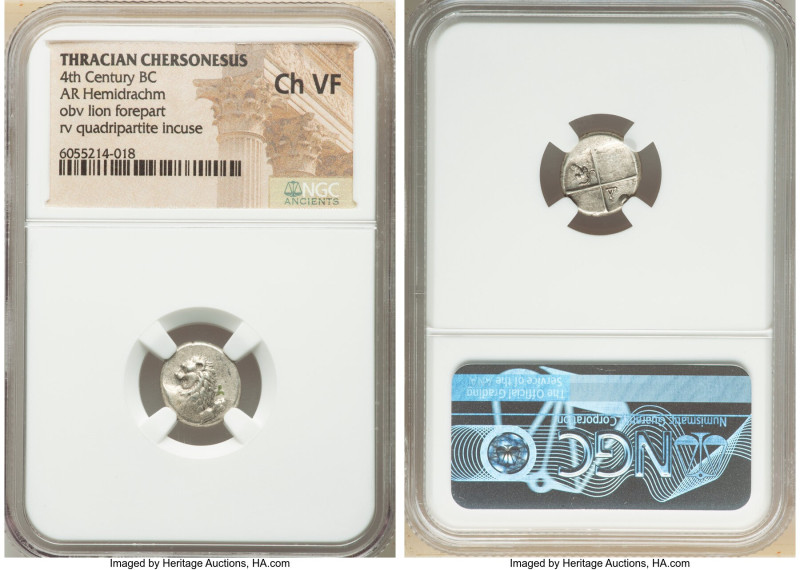 THRACE. Chersonesus. Ca. 4th century BC. AR hemidrachm (13mm). NGC Choice VF. Pe...