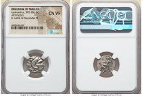 THRACIAN KINGDOM. Lysimachus (305-281 BC). AR drachm (16mm, 12h). NGC Choice VF. Posthumous Alexander type issue of Thrace, Colophon, ca. 301-297 BC. ...