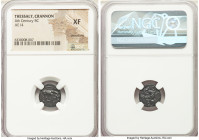 THESSALY. Crannon. Ca. 4th century BC. AE chalkous (14mm, 9h). NGC XF, smoothing. Horseman, chlamys flying behind, galloping right, with reins in hand...
