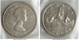 Elizabeth II Dollar 1957 MS65 ICCS, Royal Canadian mint, KM54. 

HID09801242017

© 2022 Heritage Auctions | All Rights Reserved