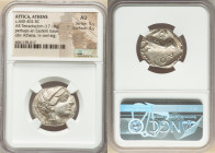ATTICA. Athens. Ca. 440-404 BC. AR tetradrachm (24mm, 17.18 gm, 8h). NGC AU 5/5 - 4/5. Mid-mass coinage issue. Head of Athena right, wearing earring, ...