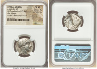 ATTICA. Athens. Ca. 440-404 BC. AR tetradrachm (23mm, 17.18 gm, 4h). NGC Choice XF 4/5 - 5/5. Mid-mass coinage issue. Head of Athena right, wearing ea...