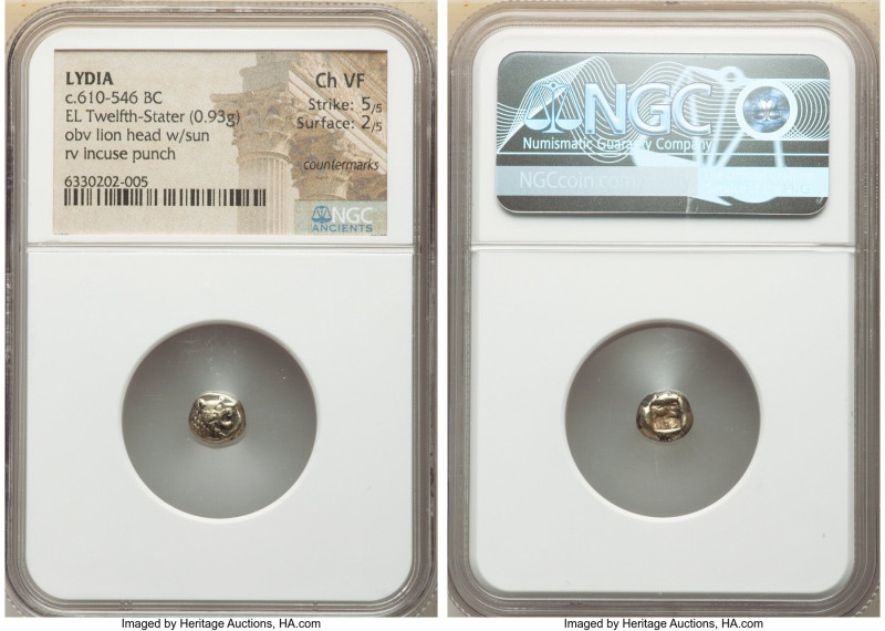 LYDIAN KINGDOM. Alyattes or Walwet (ca. 610-546 BC). EL 1/12 stater or hemihecte...