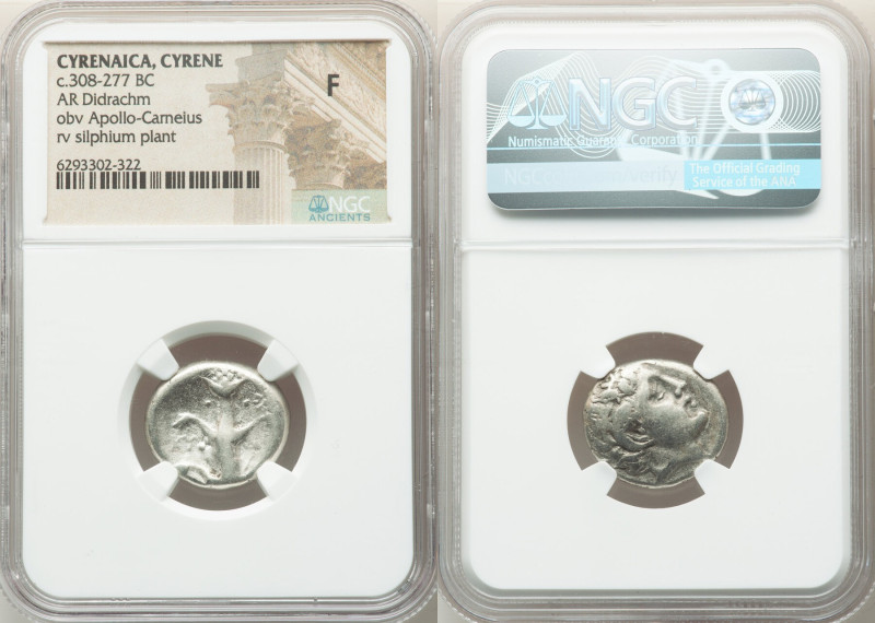 CYRENAICA. Cyrene. Ca. 308-277 BC. AR didrachm (20mm, 10h). NGC Fine. Bare head ...