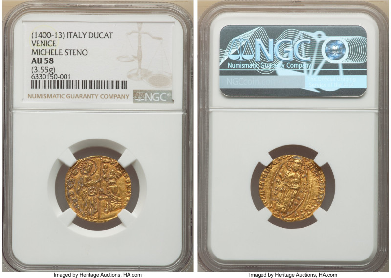 Venice. Michael Steno gold Ducat ND (1400-1413) AU58 NGC, Fr-1230. 3.55gm. 

HID...