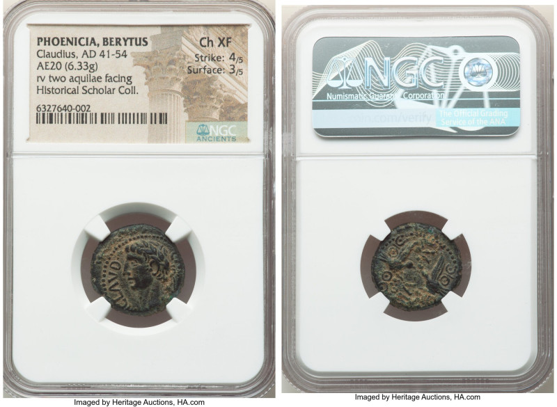 PHOENICIA. Berytus. Claudius I (AD 41-54). AE (20mm, 6.33 gm, 1h). NGC Choice XF...