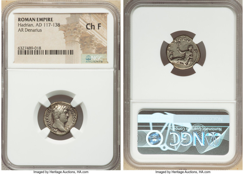 Hadrian (AD 117-138). AR denarius (17mm, 7h). NGC Choice Fine. Rome, AD 130-133....